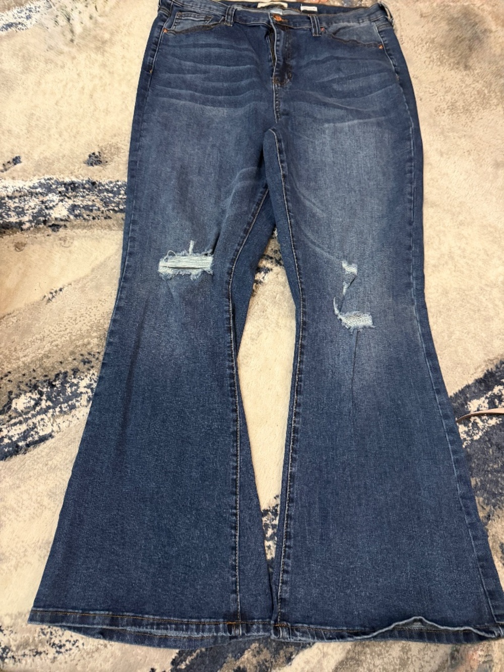 Abound Soul Distressed Flare Jeans Size 16 Dark Wash